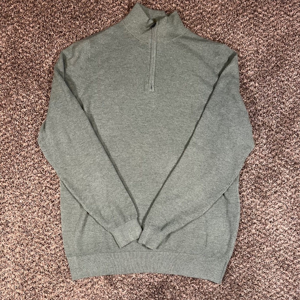 Mack Weldon Tech Linen Quarter Zip Pullover Sage Green Mens XL